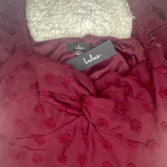 Lulus Flawless Style Burgundy Swiss Dot Long Sleeve Top - Picture 5 of 5